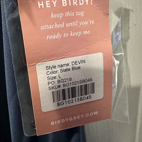 Birdy Grey DEVIN CONVERTIBLE DRESS CHIFFON SLATE BLUE LARGE NEW NWT BRIDESMAID - Picture 5 of 5